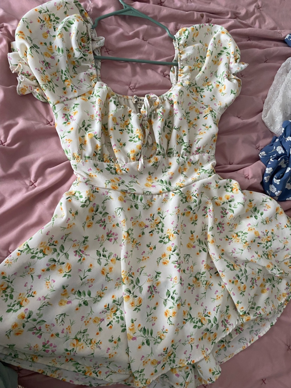 Inspired Hearts Pink Floral Sundress with Yellow & Green Accents